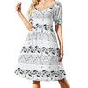 Music Notes White Puff Sleeve Dress