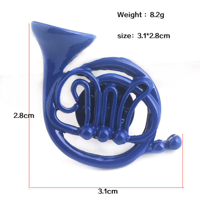 Blue French Horn Brooch