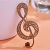 Retro Music Note Crystal Brooches
