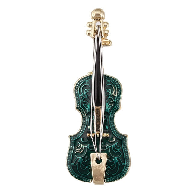 Musical Violin Enamel Brooch