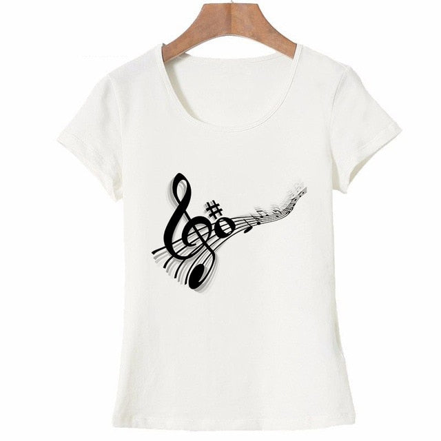 Music Notes White T-shirt