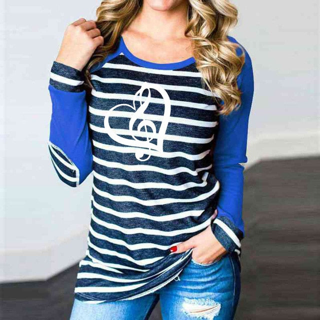 Striped Treble Clef Heart T-shirt