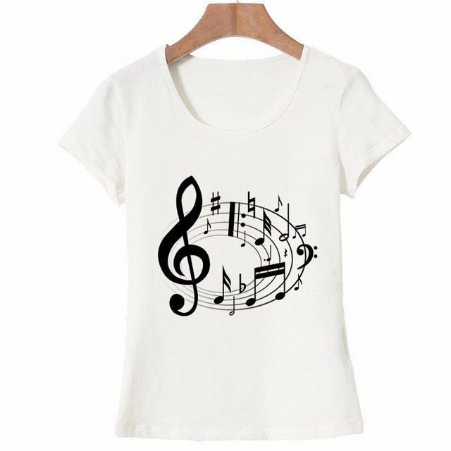 Music Notes White T-shirt