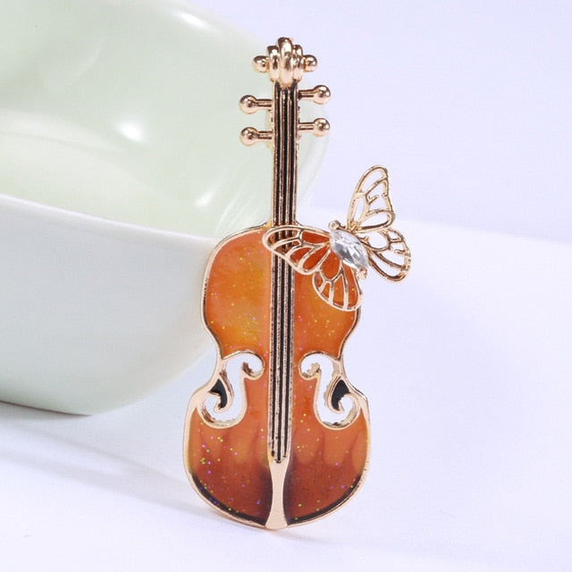 Elegant Violin Pin Brooch