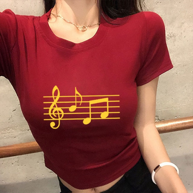 Music Notes Crop Tops