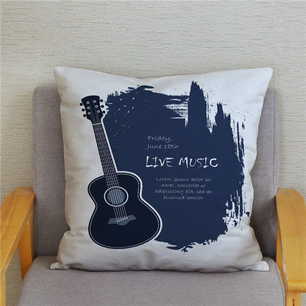 Trendy Music Pattern Cushion Cover
