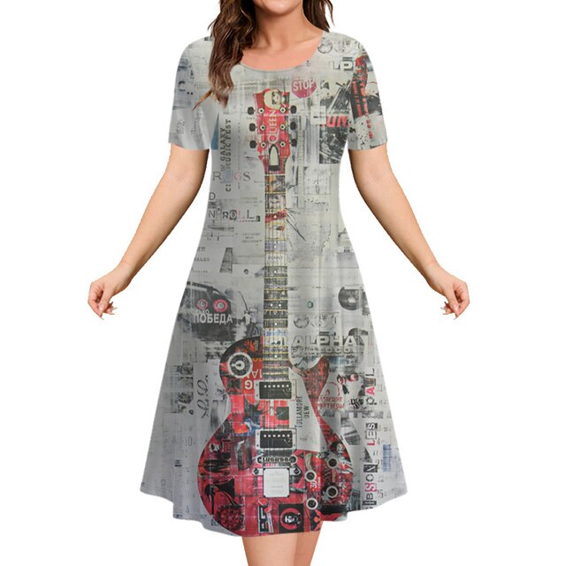 Music Instrument Short Sleeve Dress