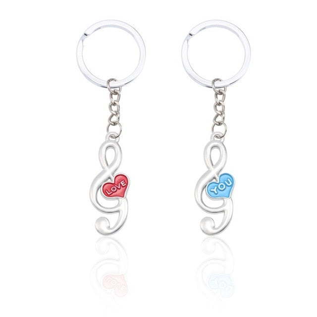 Love you Treble Clef Heart Keychain