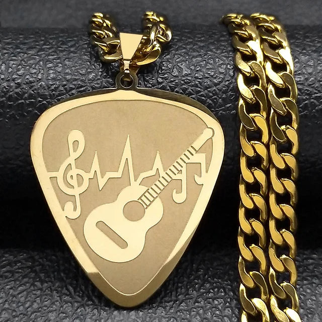 Silver/Gold Color Guitar Pick Necklace