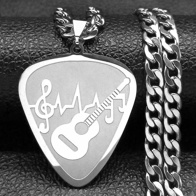 Silver/Gold Color Guitar Pick Necklace