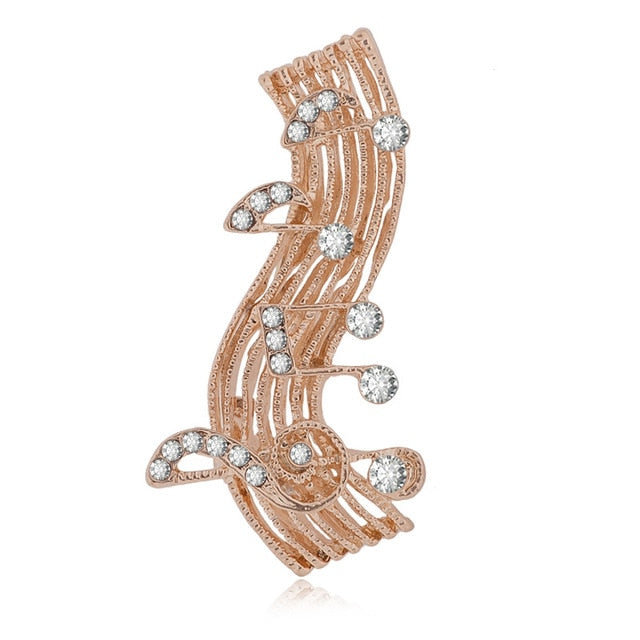 Elegant Crystal Music Note Brooch