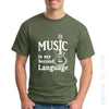 "Music is My Second Language" Shirts - Army Green / XS - { shop_name }} - Review
