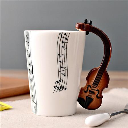Novelty Guitar Ceramic Cup Personality Music Note - Artistic Pod