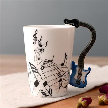 Novelty Guitar Ceramic Cup Personality Music Note - Artistic Pod