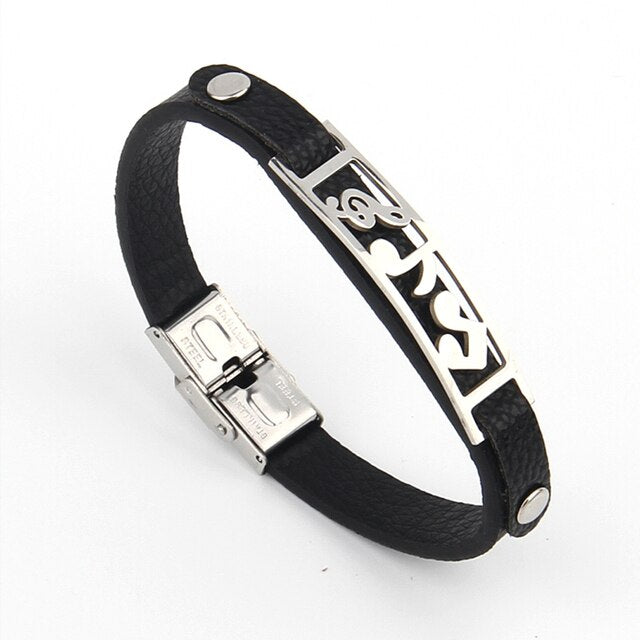 Vintage Music Note Leather Bracelet