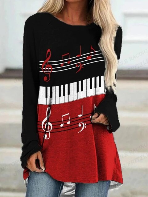 Music Instrument Loose Long T-shirt