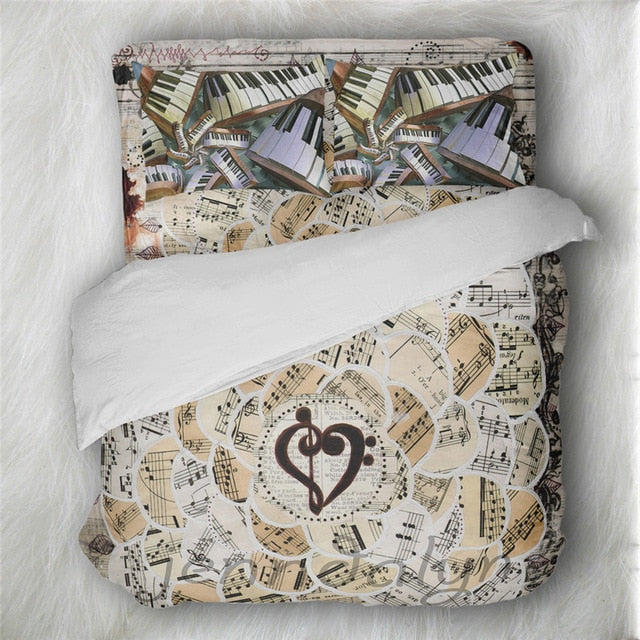 Vintage Music Print Bedding Set