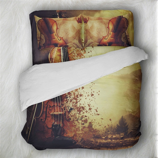Vintage Music Print Bedding Set