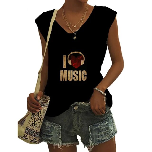 I Love Music V-neck Vest