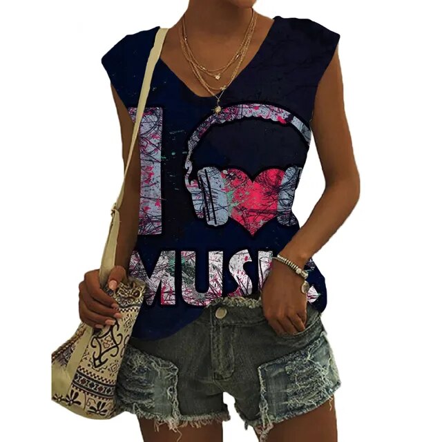 I Love Music V-neck Vest