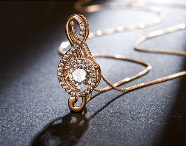 Musical Note Crystal Necklace