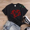 Music Notes Heart Love Graphic T-shirt - Black-Red / XS - { shop_name }} - Review