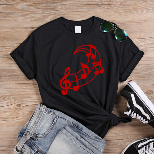 Music Note Moon Graphic T-shirt