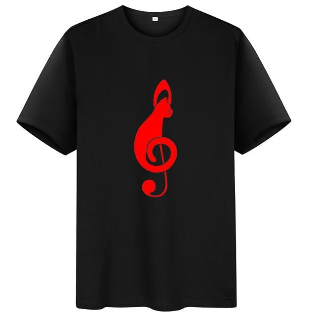 Treble Clef Cute Cat T-shirt
