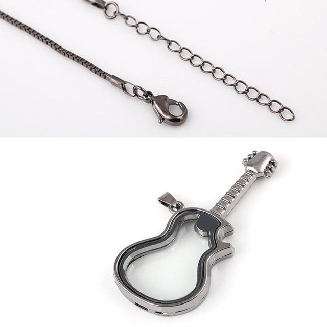 Guitar Floating Locket Necklace