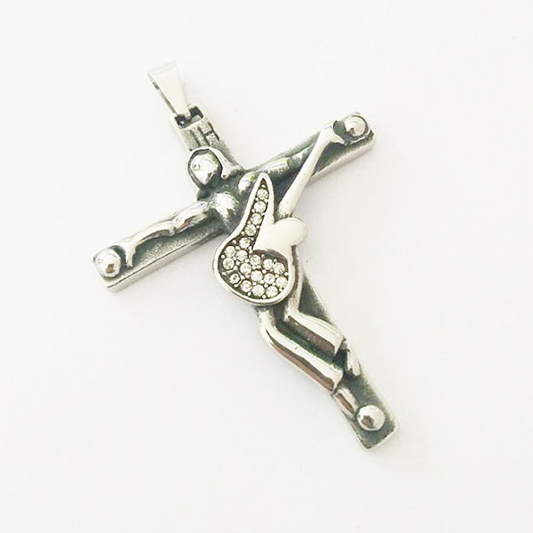 Guitar Cross Pendant Necklace