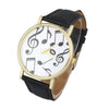 Casual Musical Notes Leather Band Analog Wristwatch - Artistic Pod