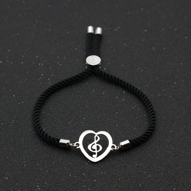 Treble Clef Heart Rope Bracelet