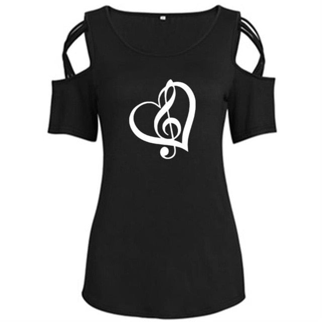 Music Love Off Shoulder T-Shirt