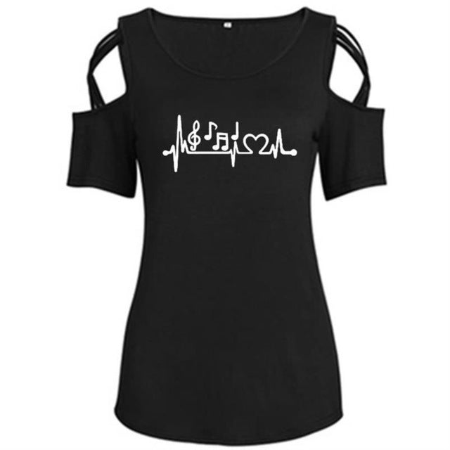 Heartbeat Music Note Off Shoulder Top