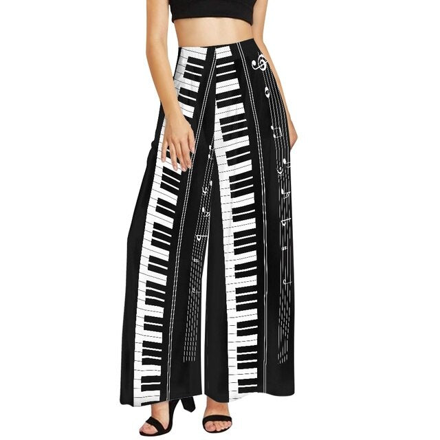Music Piano Chiffon Stretch Pants
