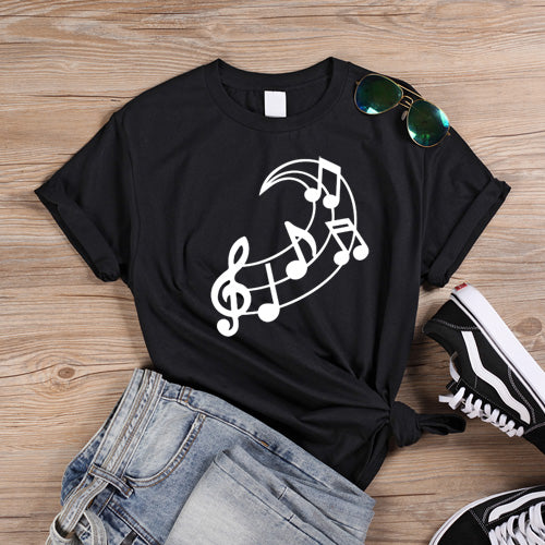 Music Note Moon Graphic T-shirt