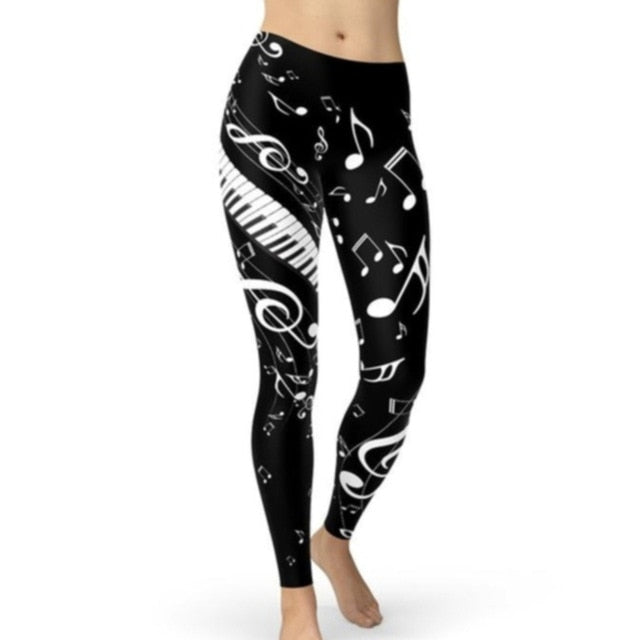 Piano Keys and Music Notes Leggings