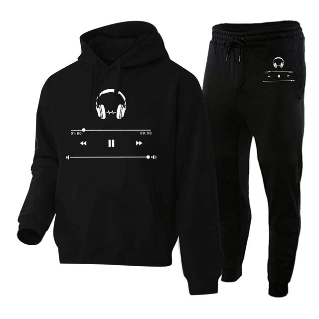 Music Play Graphic Hoodie Set