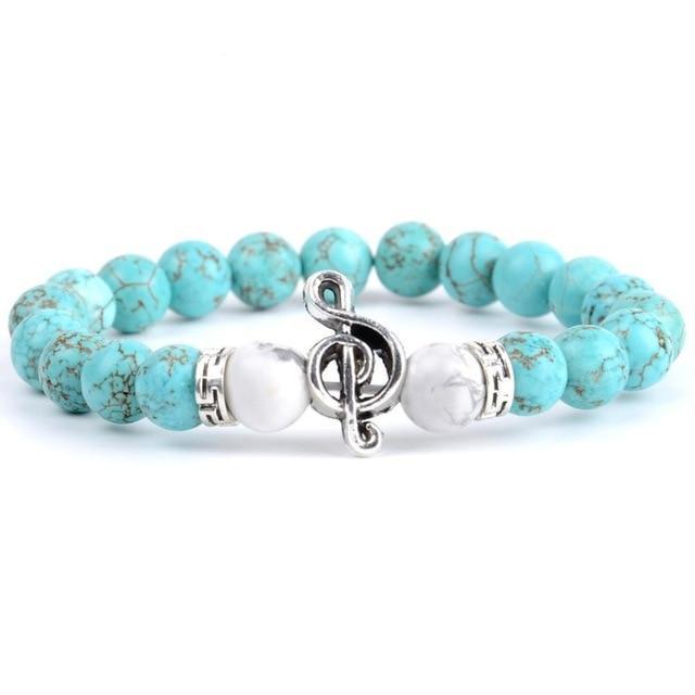 Treble Clef Gemstone Beads Bracelet