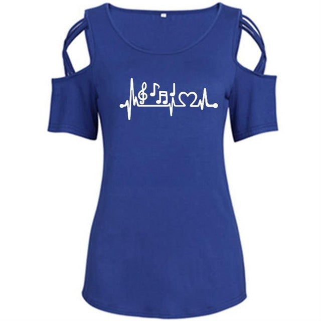 Heartbeat Music Note Off Shoulder Top