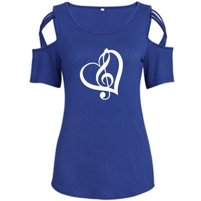 Music Love Off Shoulder T-Shirt