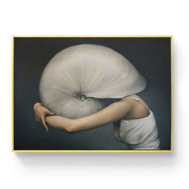 Flowers Feather Women Wall Art