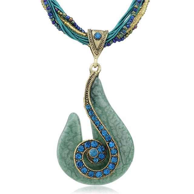 Musical Note Rhinestone Glass Beads Necklace