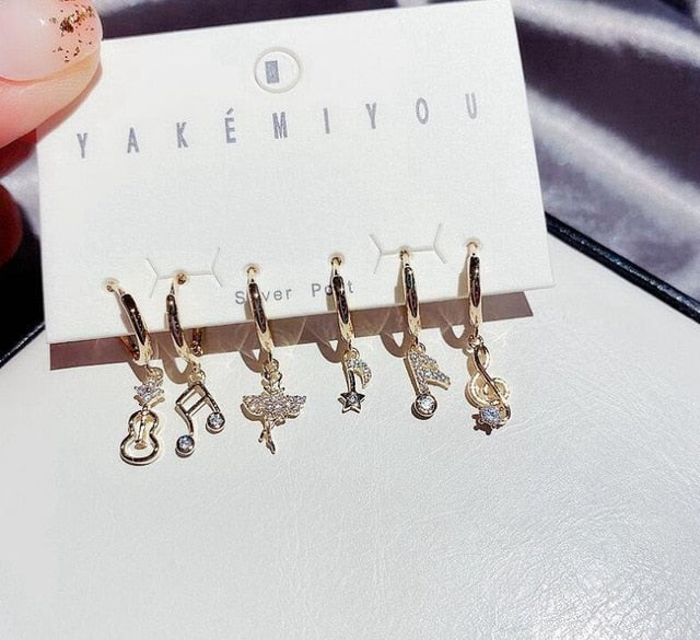 Elegant Music Notes Earrings Set