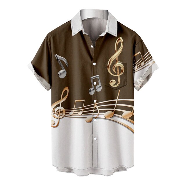 Anime Musical Note Print Men's Shirt