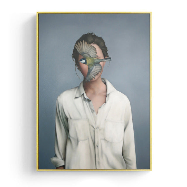 Flowers Feather Women Wall Art