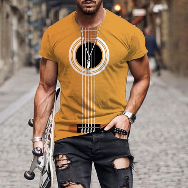 Guitar Pattern 3D Print T-shirt