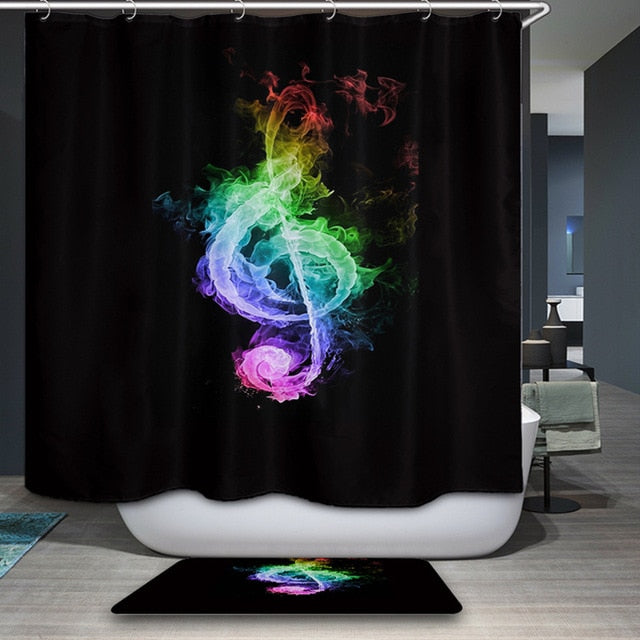 Waterproof Music Notes Shower Curtain