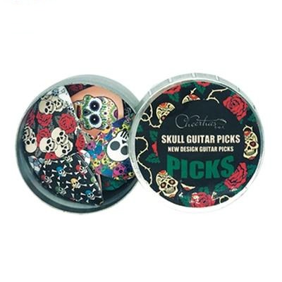 Flame Skull Black Guitar Picks Set