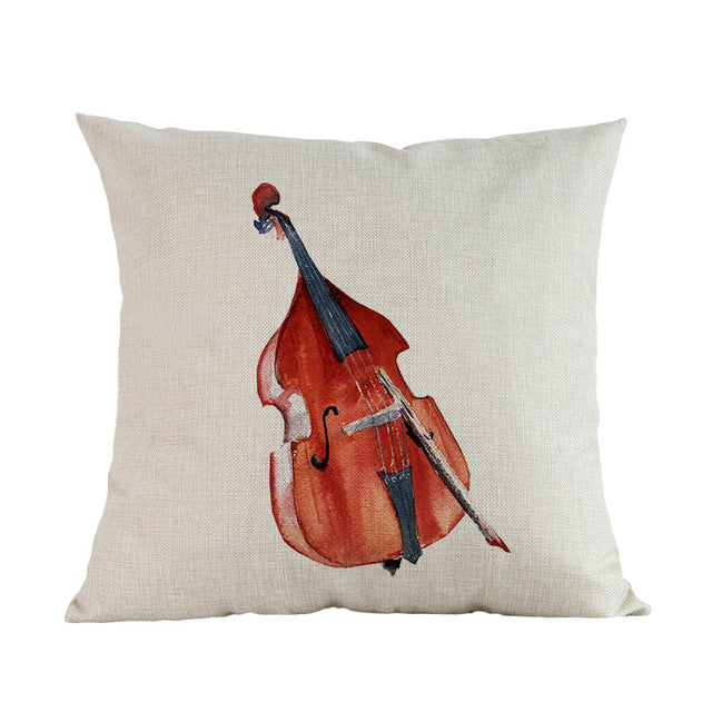 Watercolor Musical Instrument Pillow Case